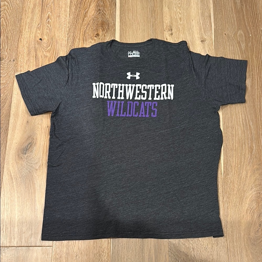 Under Armour Dark Charcoal Gray Tee with Northwestern Wildcats Design